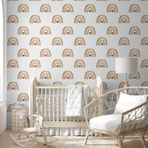 Wallpaper - Designer Golden Rainbow Hearts