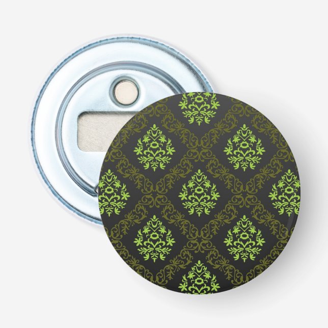 Wallpaper Floral Green Bottle Opener (Front)