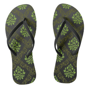 Wallpaper Floral Green Flip Flops