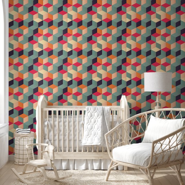 Wallpaper - Geometric Blocks Colorful Squares (Kids)