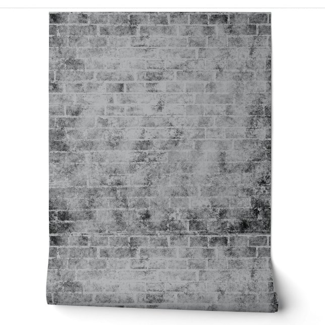 Wallpaper Grey Distressed Brick Wall Modern (Unrolling)