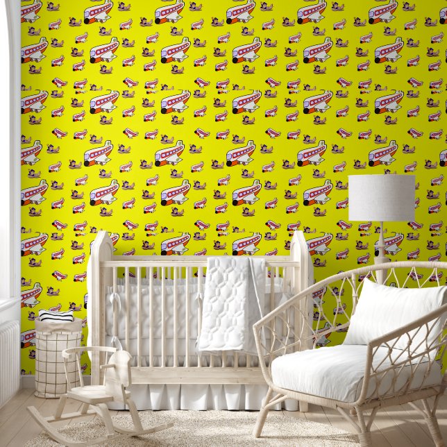 Wallpaper Happy Yellow Airplane (Kids)