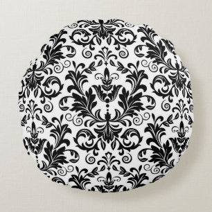 Wallpaper in the style of Baroque. Seamless backgr Round Pillow