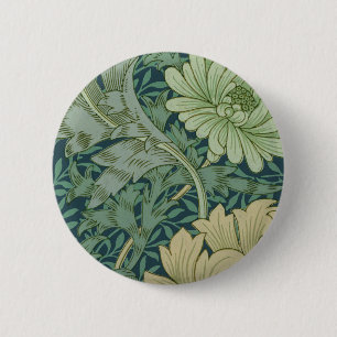 Wallpaper Pattern Sample with Chrysanthemum 2 Inch Round Button