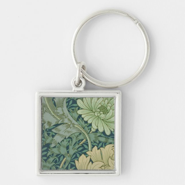 Wallpaper Pattern Sample with Chrysanthemum Keychain (Front)