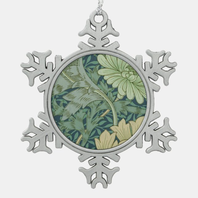 Wallpaper Pattern Sample with Chrysanthemum Snowflake Pewter Christmas Ornament (Front)