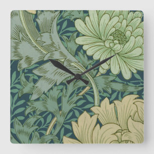 Wallpaper Pattern Sample with Chrysanthemum Square Wall Clock