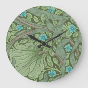 Wallpaper Pattern Sample with Forget-Me-Nots Large Clock