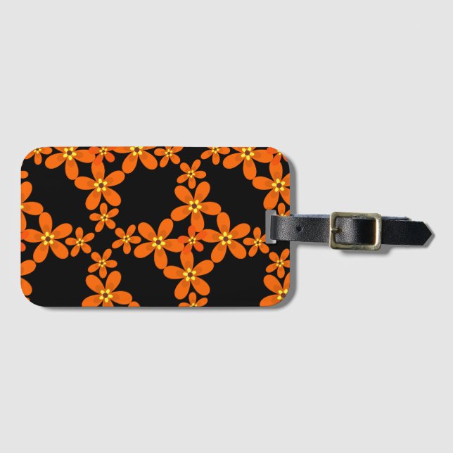 wallpaper retro orange 1970 luggage tag (Front Horizontal)