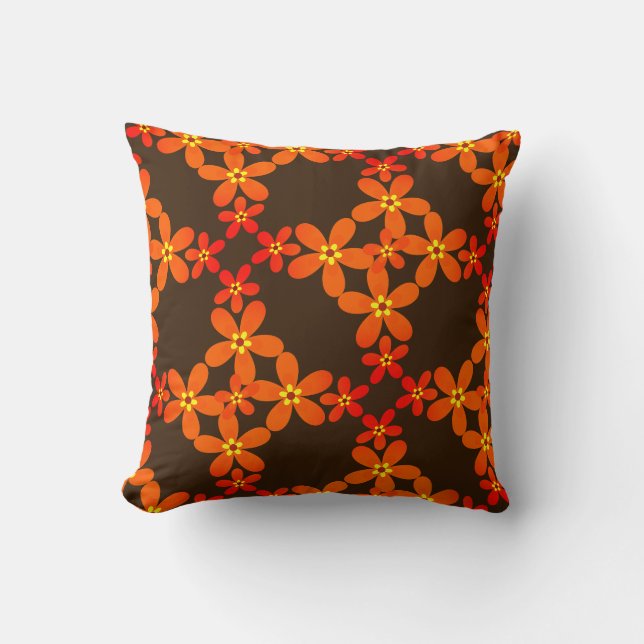 wallpaper retro orange 1970 throw pillow (Front)