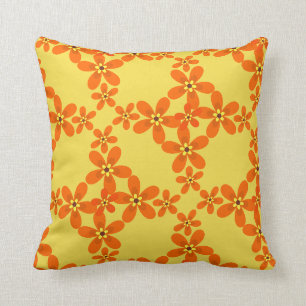 wallpaper retro orange 1970 throw pillow