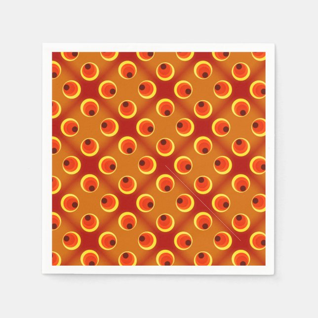 wallpaper retro orange ,red 1970 napkin (Front)