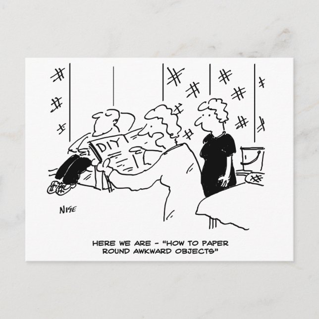 Wallpapering Around Awkward Objects Funny Postcard (Front)