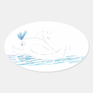Wally Whale Oval Sticker