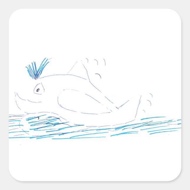 Wally Whale Square Sticker (Front)