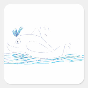 Wally Whale Square Sticker