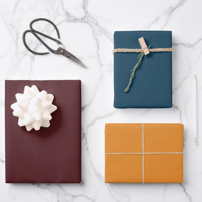 Walnut, Aegean Blue, and Honey Wrapping Paper Sheet (Front)