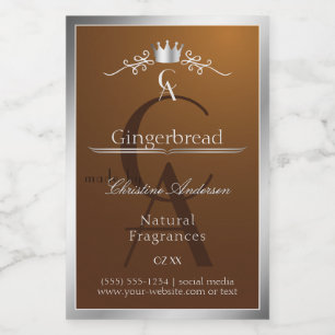 Walnut Brown Product Label Silver Frame Monogram