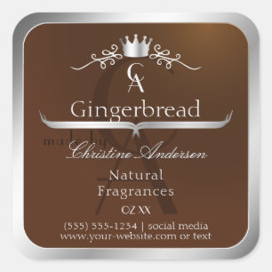 Walnut Brown Product Label Silver Frame Monogram