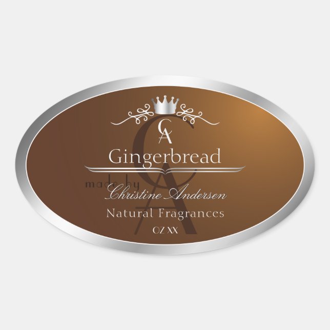 Walnut Brown Product Label Silver Frame Monogram (Front)