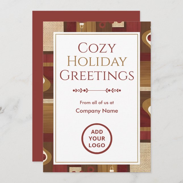 Walnut & Cranberry Retro | Warm Texture Pack Holiday Card (Front/Back)