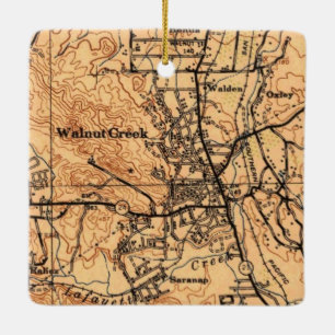 Walnut Creek CA 1943 Map Ceramic Ornament