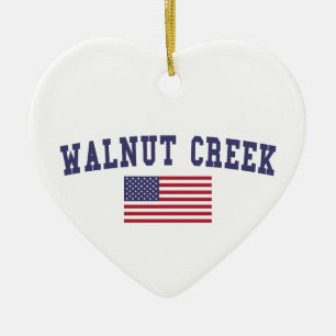 Walnut Creek US Flag Ceramic Ornament