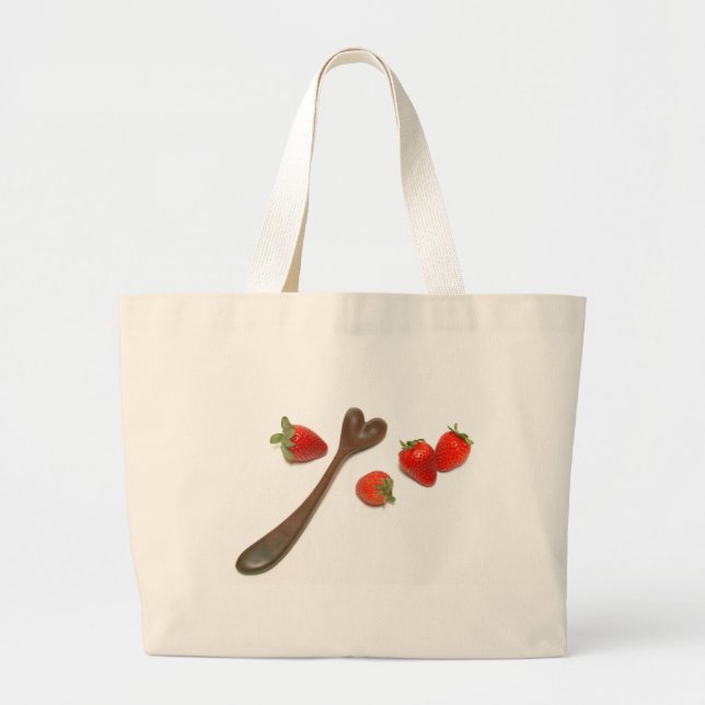 Walnut heart spoon with strawberries large tote bag (Front)
