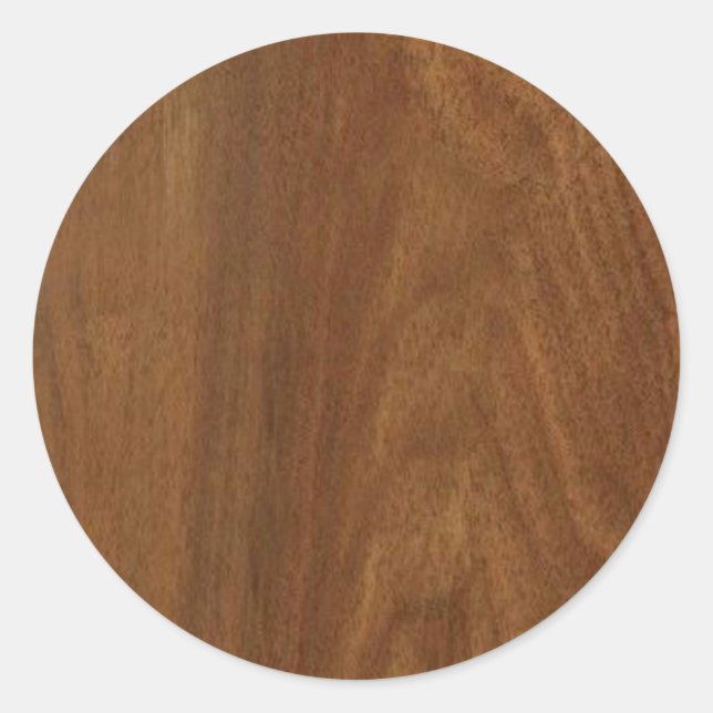 WALNUT WOOD American finish  blank blanche + TEXT Classic Round Sticker (Front)