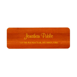 Walnut Wood Gold Script Luxuriant Adresse de retou