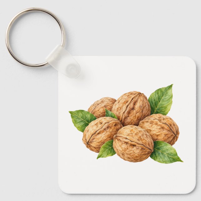 Walnuts with Green Leaves Keychain (Front)