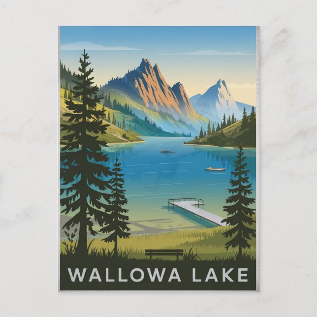 Walowa Lake Vintage Postcard (Front)