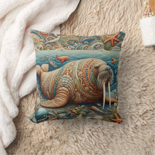 Walrus 3 throw pillow