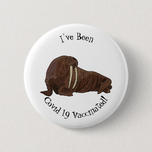 Walrus cartoon illustration 2 inch round button
