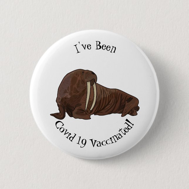 Walrus cartoon illustration 2 inch round button (Front)