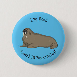 Walrus cartoon illustration 2 inch round button