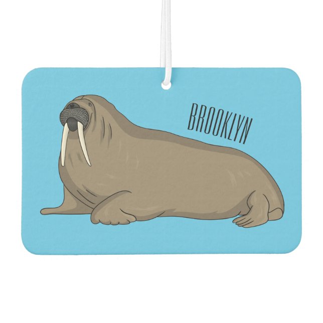 Walrus cartoon illustration air freshener (Front)