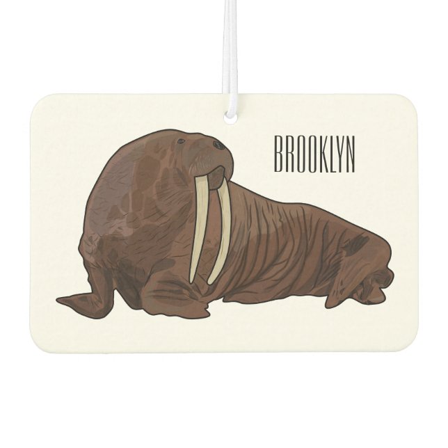 Walrus cartoon illustration air freshener (Front)