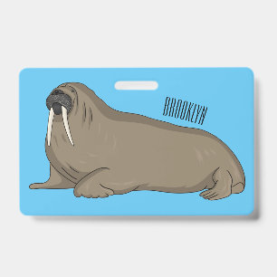 Walrus cartoon illustration badge