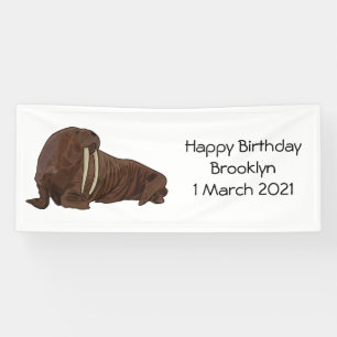Walrus cartoon illustration banner