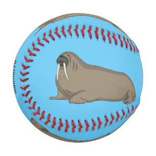 Walrus cartoon illustration baseball