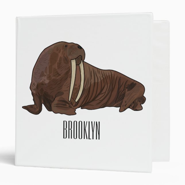 Walrus cartoon illustration binder (Front/Inside)