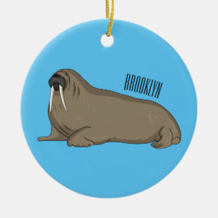 Walrus cartoon illustration  ceramic ornament