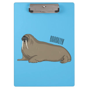 Walrus cartoon illustration clipboard