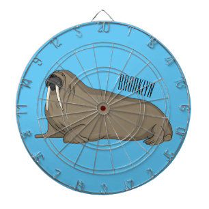 Walrus cartoon illustration  dartboard