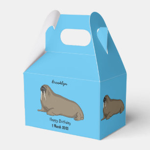 Walrus cartoon illustration favor box