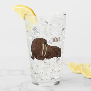 Walrus cartoon illustration glass