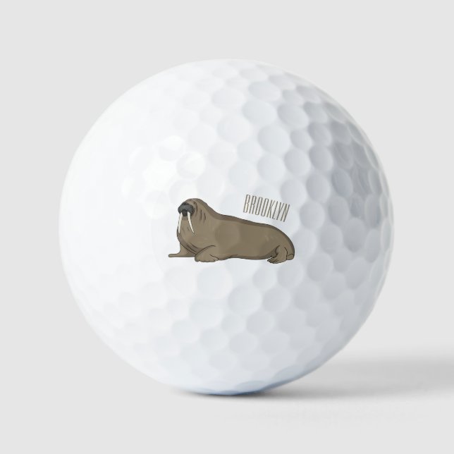 Walrus cartoon illustration  golf balls (Front)