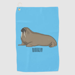 Walrus cartoon illustration golf towel