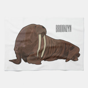Walrus cartoon illustration kitchen towel